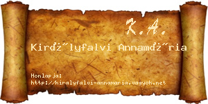 Királyfalvi Annamária névjegykártya